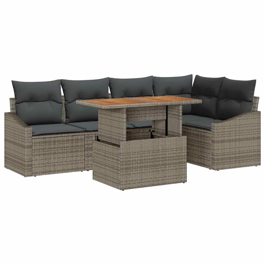 Ensemble de canapé de jardin 6 pc Gris et marron - 2