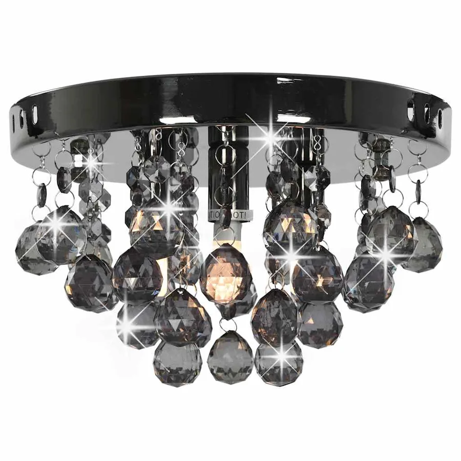 Plafonnier avec perles fumées Noir Rond G9 - 3