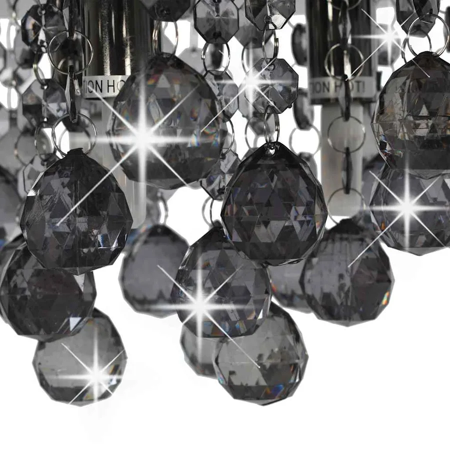 Plafonnier avec perles fumées Noir Rond G9 - 4