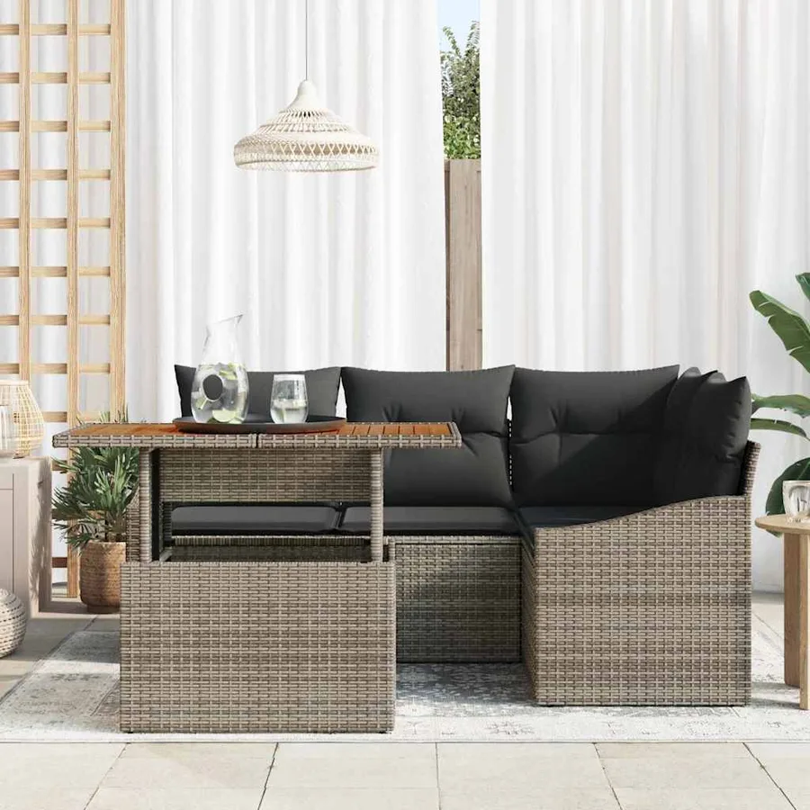 Ensemble de canapé de jardin 5 pc Gris et marron - 3