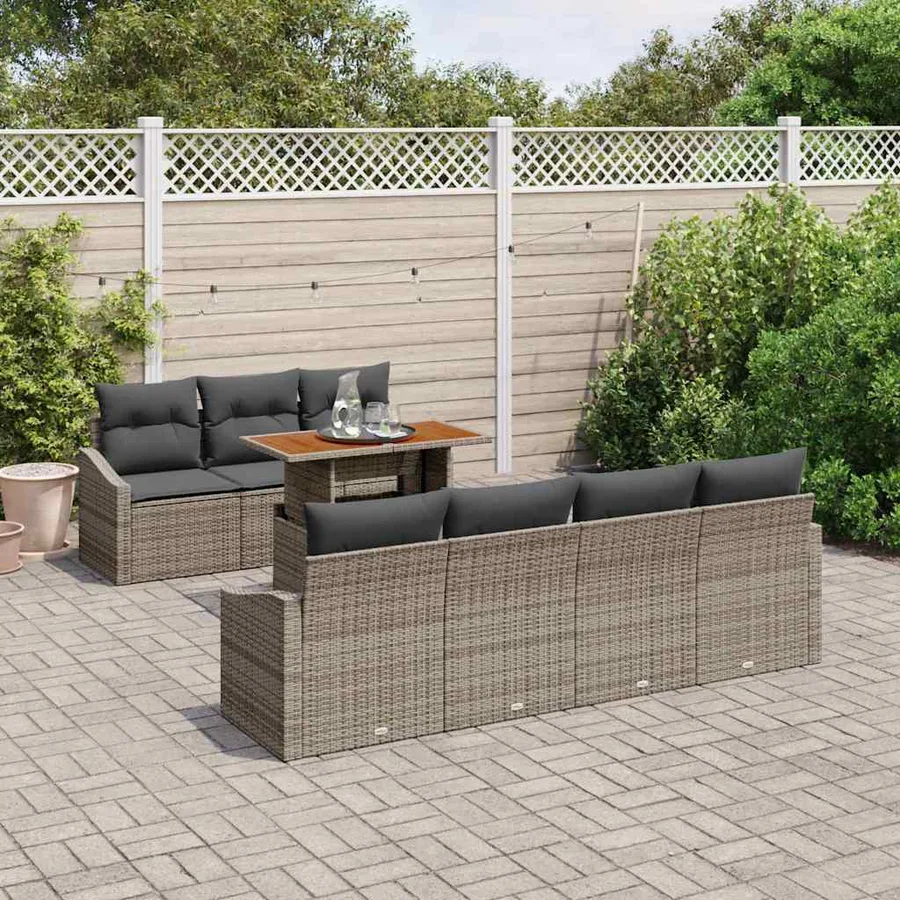 Ensemble de canapé de jardin 8 pc Gris et marron - 3