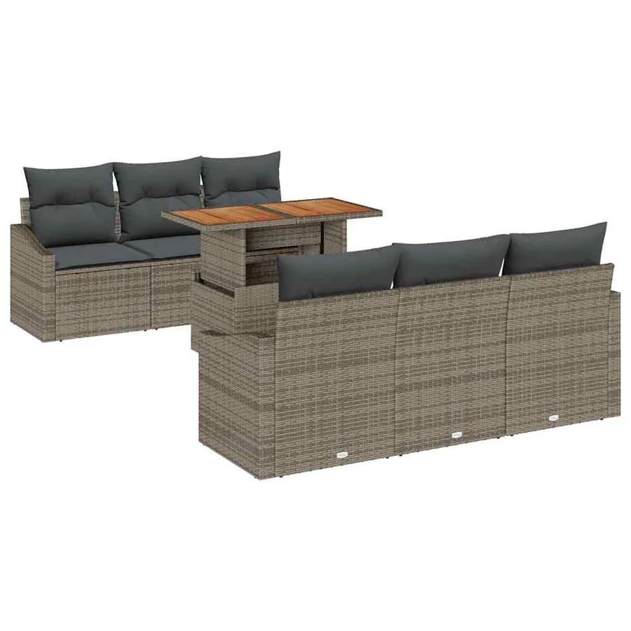 Ensemble de canapé de jardin 7 pc Gris et marron - 2