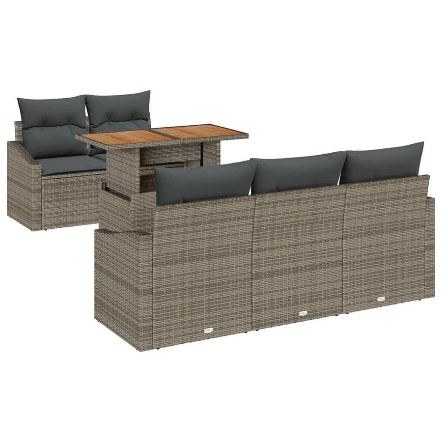 Ensemble de canapé de jardin 6 pc Gris et marron - 2