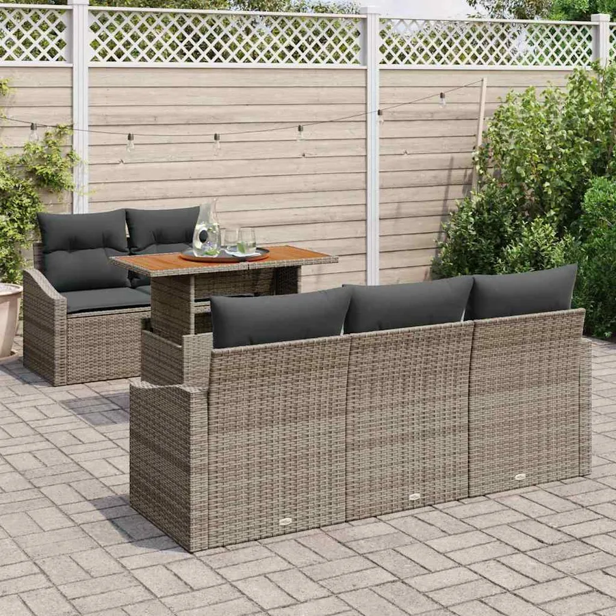 Ensemble de canapé de jardin 6 pc Gris et marron - 3