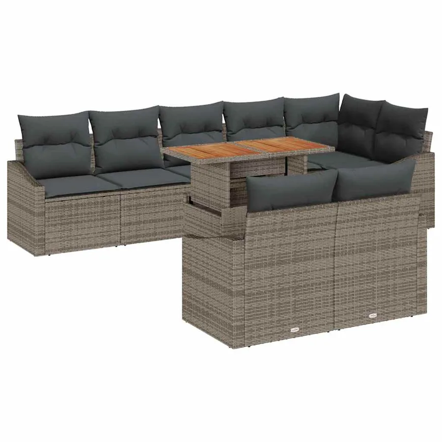 Ensemble de canapé de jardin avec coussin 9 pcs Gris et marron - 2