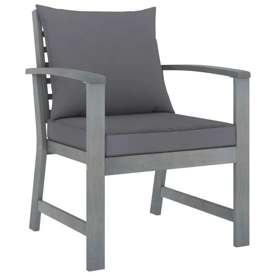 Salon de jardin 4 pcs avec coussins Bois d'acacia solide - 7