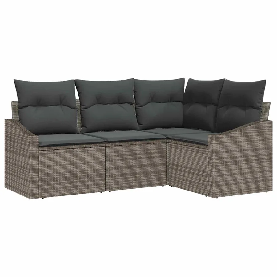 Ensemble de Canapés avec coussin 4 pcs Gris polyrotin - 2