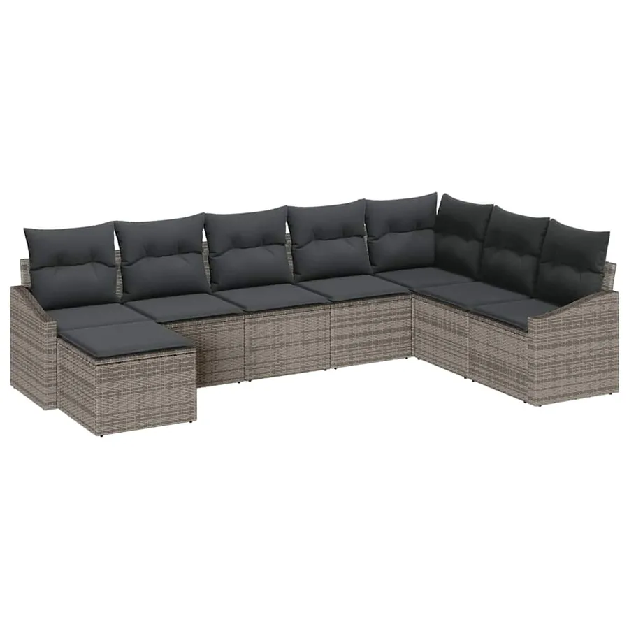 Ensemble de Canapés avec coussin 8 pcs Gris polyrotin - 2