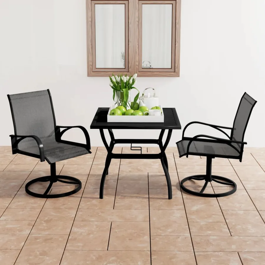 Ensemble à manger de jardin 3 pcs textilène et acier