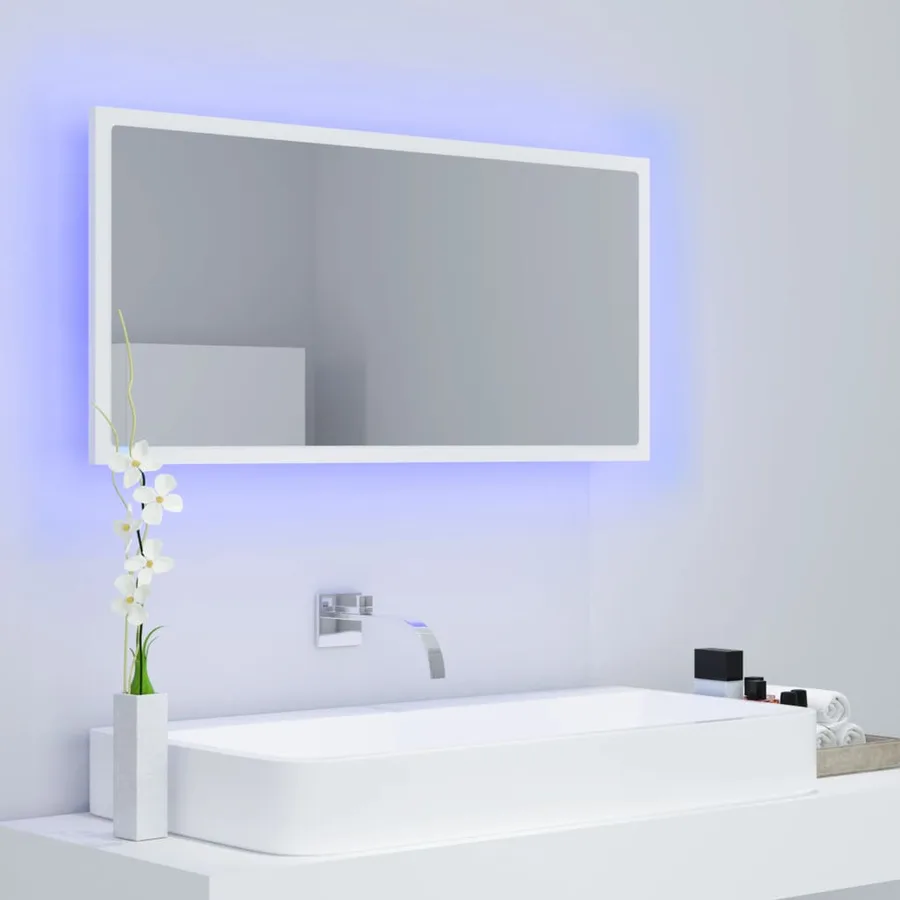 Miroir à LED de salle de bain Blanc 90x8,5x37 cm Acrylique - 11