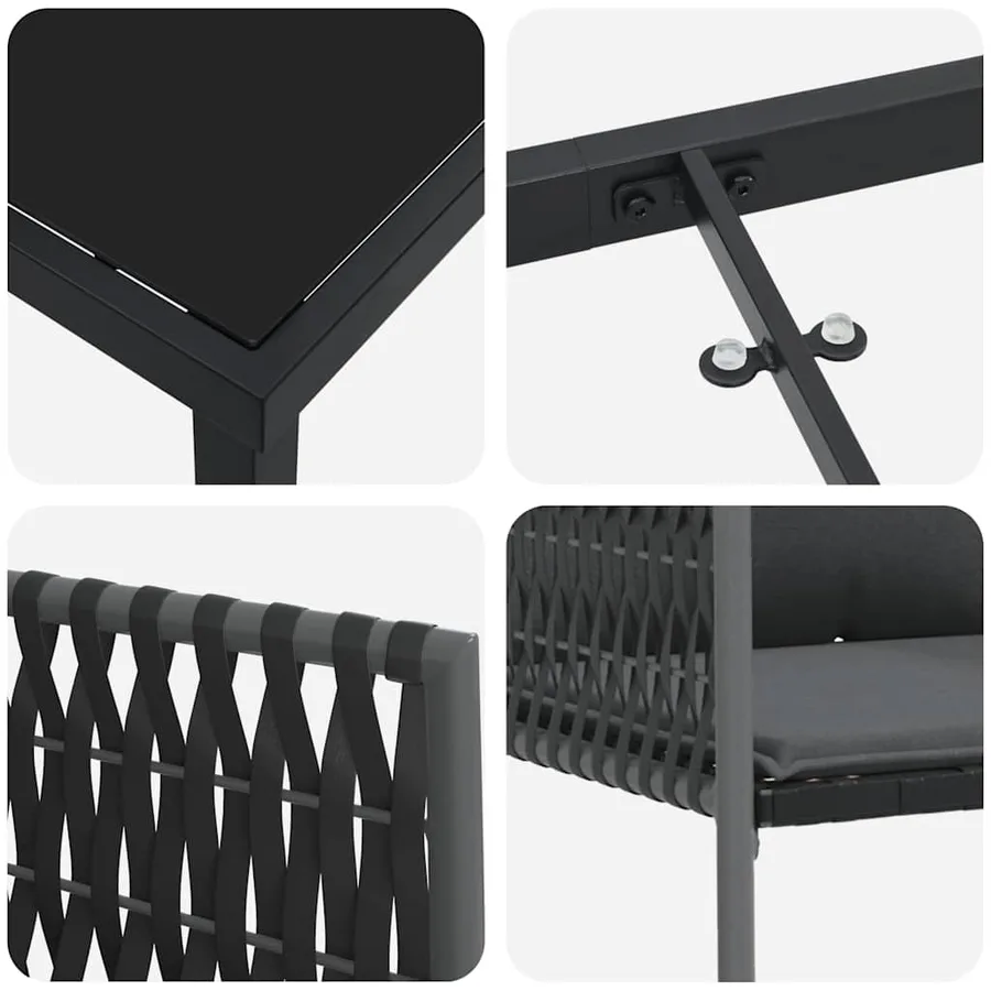 Ensemble de salle à manger pour jardin 5 pcs Noir et gris - 9