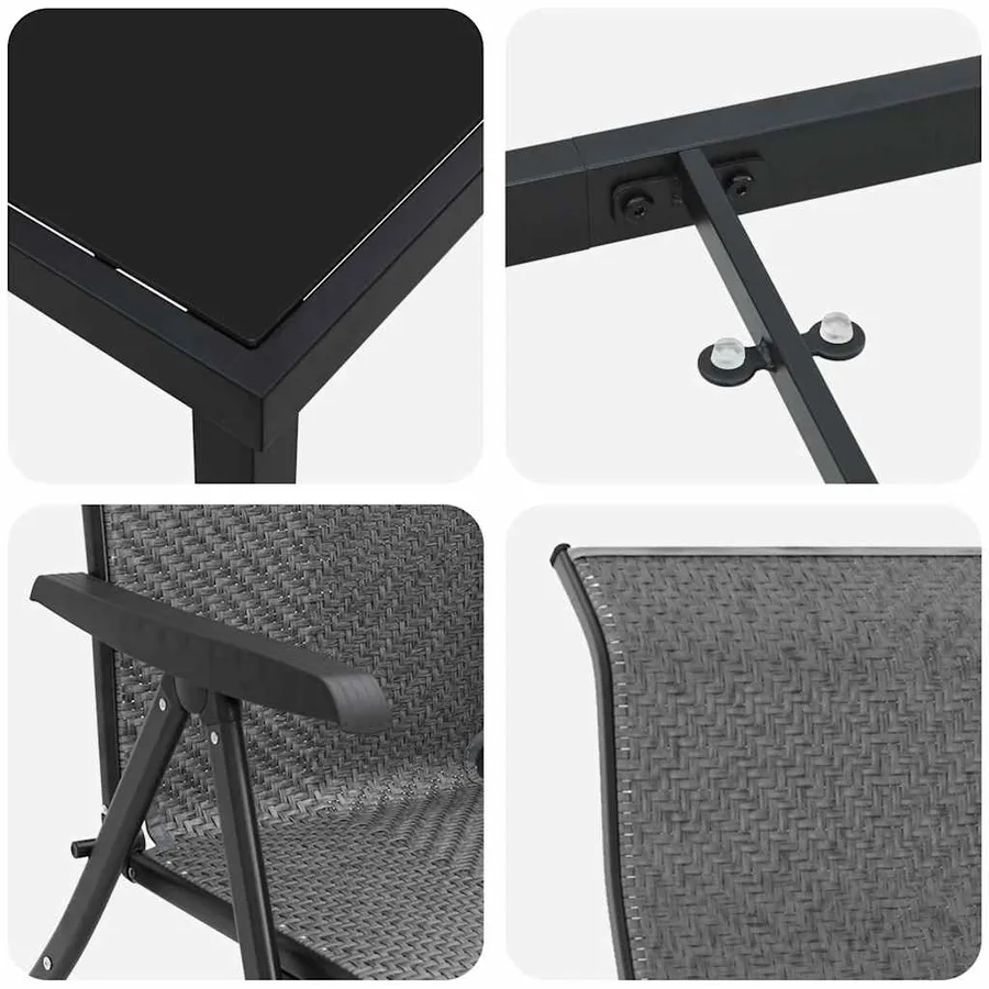 Ensemble de salle à manger pour jardin 7 pcs Gris - 9