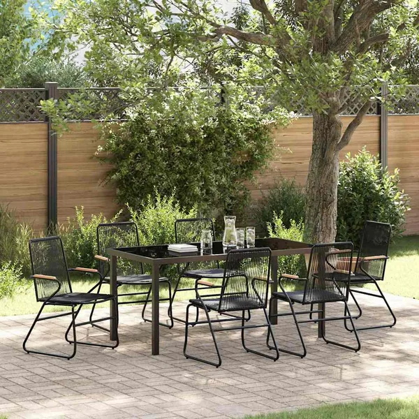 Ensemble de salle à manger pour jardin 7 pcs Noir