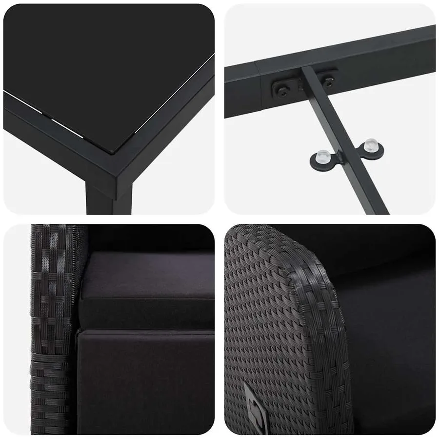 Ensemble de salle à manger pour jardin 7 pcs Noir polyrotin - 9