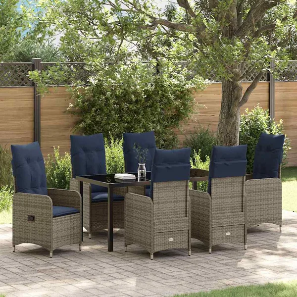 Ensemble de salle à manger pour jardin 7 pcs Noir polyrotin