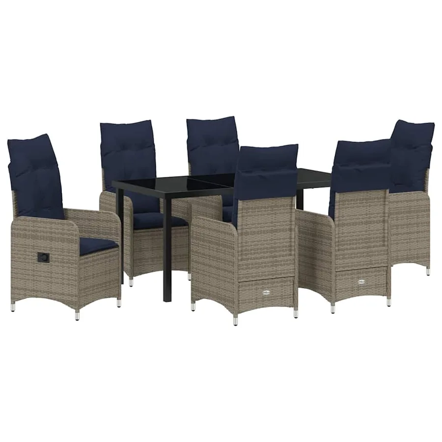 Ensemble de salle à manger pour jardin 7 pcs Noir polyrotin - 2
