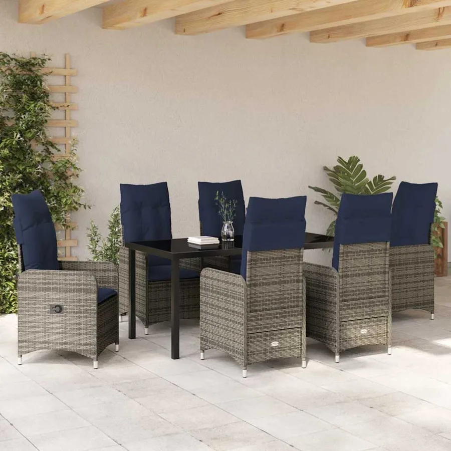 Ensemble de salle à manger pour jardin 7 pcs Noir polyrotin - 4