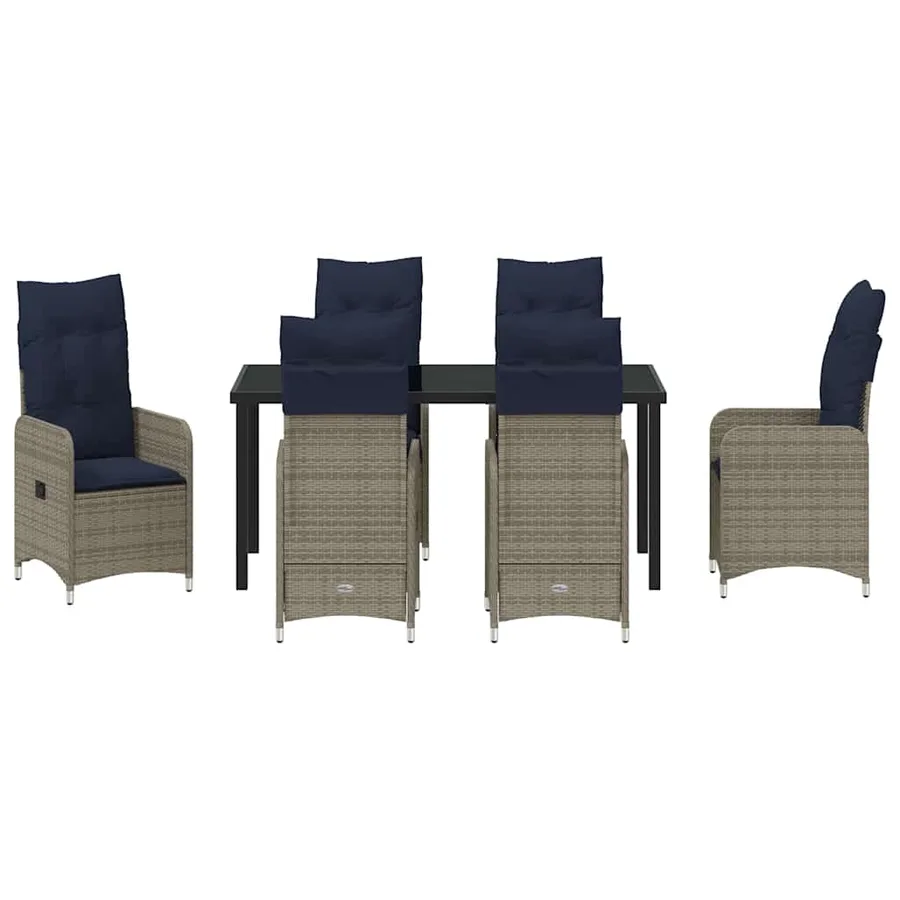 Ensemble de salle à manger pour jardin 7 pcs Noir polyrotin - 7
