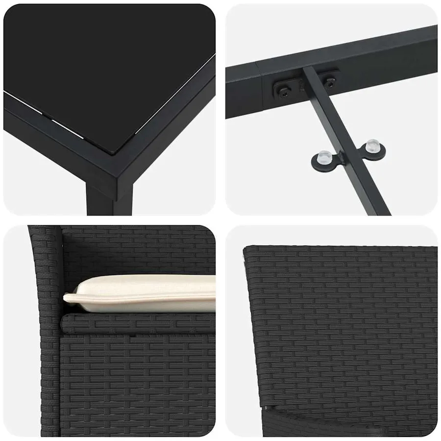 Ensemble de salle à manger pour jardin 5 pcs Noir polyrotin - 9