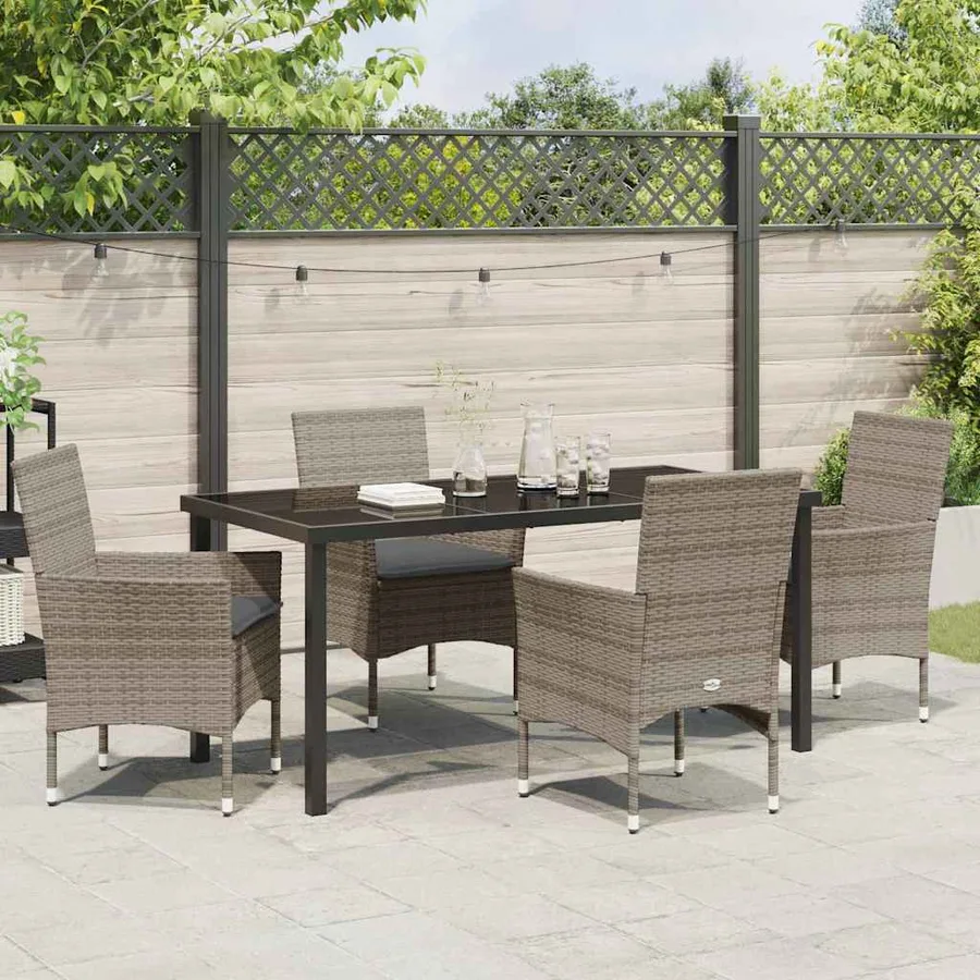Ensemble de salle à manger pour jardin 5 pcs Gris polyrotin - 4