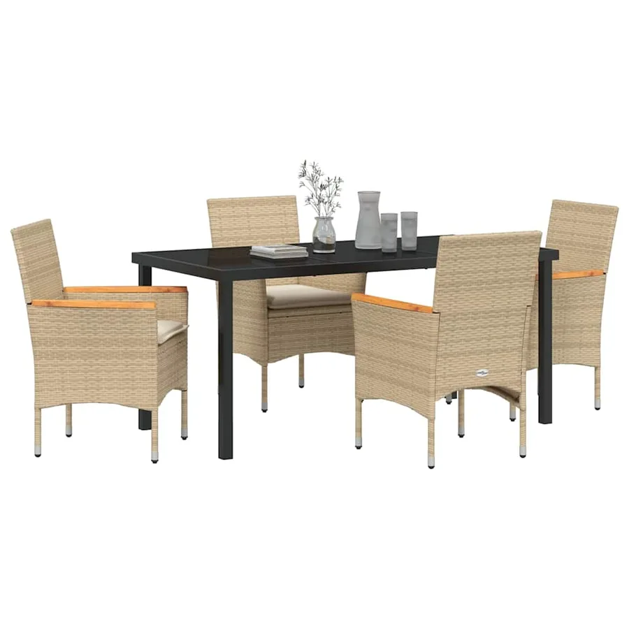 Ensemble de salle à manger pour jardin 5 pcs Beige polyrotin - 2
