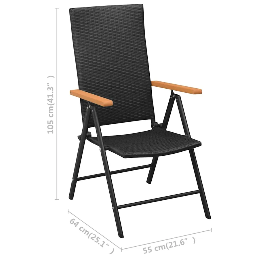 Chaises de jardin lot de 4 Résine tressée Noir - 6