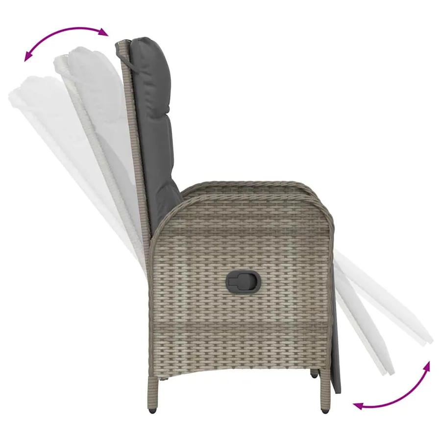 Ensemble de salle à manger pour jardin 7 pcs Gris polyrotin - 10