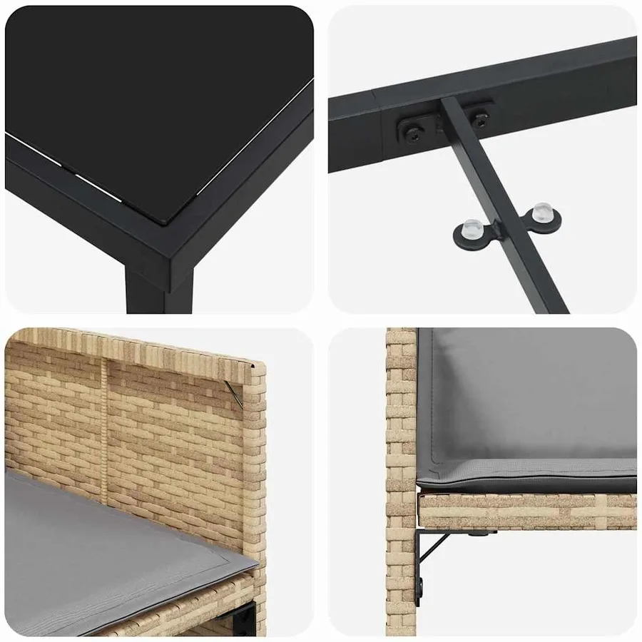 Ensemble de salle à manger pour jardin 5 pcs Beige polyrotin - 9