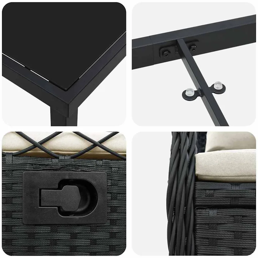 Ensemble de salle à manger pour jardin 5 pcs Noir polyrotin - 9