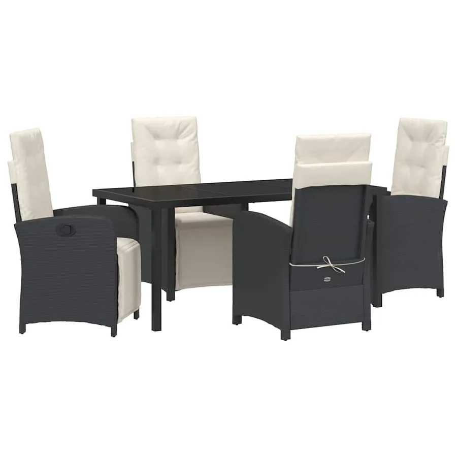 Ensemble de salle à manger pour jardin 5 pcs Noir polyrotin - 2
