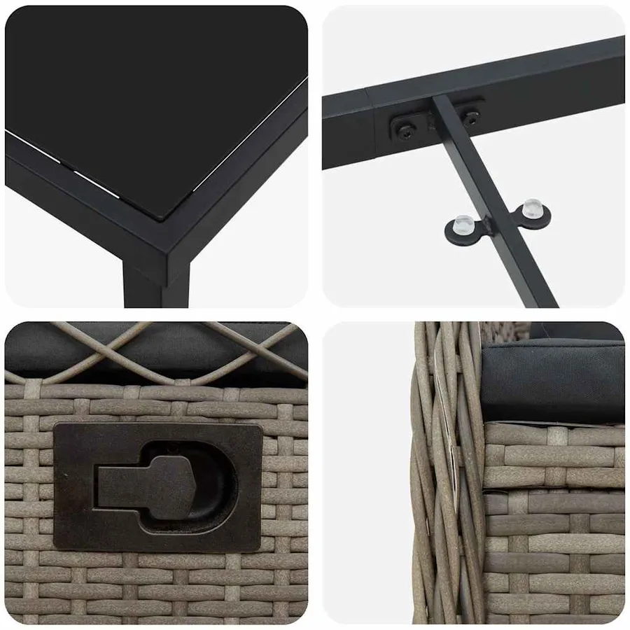 Ensemble de salle à manger pour jardin 7 pcs Gris polyrotin - 9