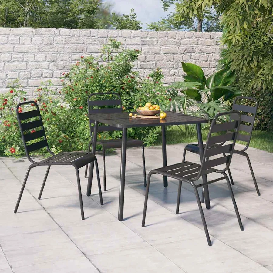 Ensemble à manger de jardin 5 pcs anthracite acier