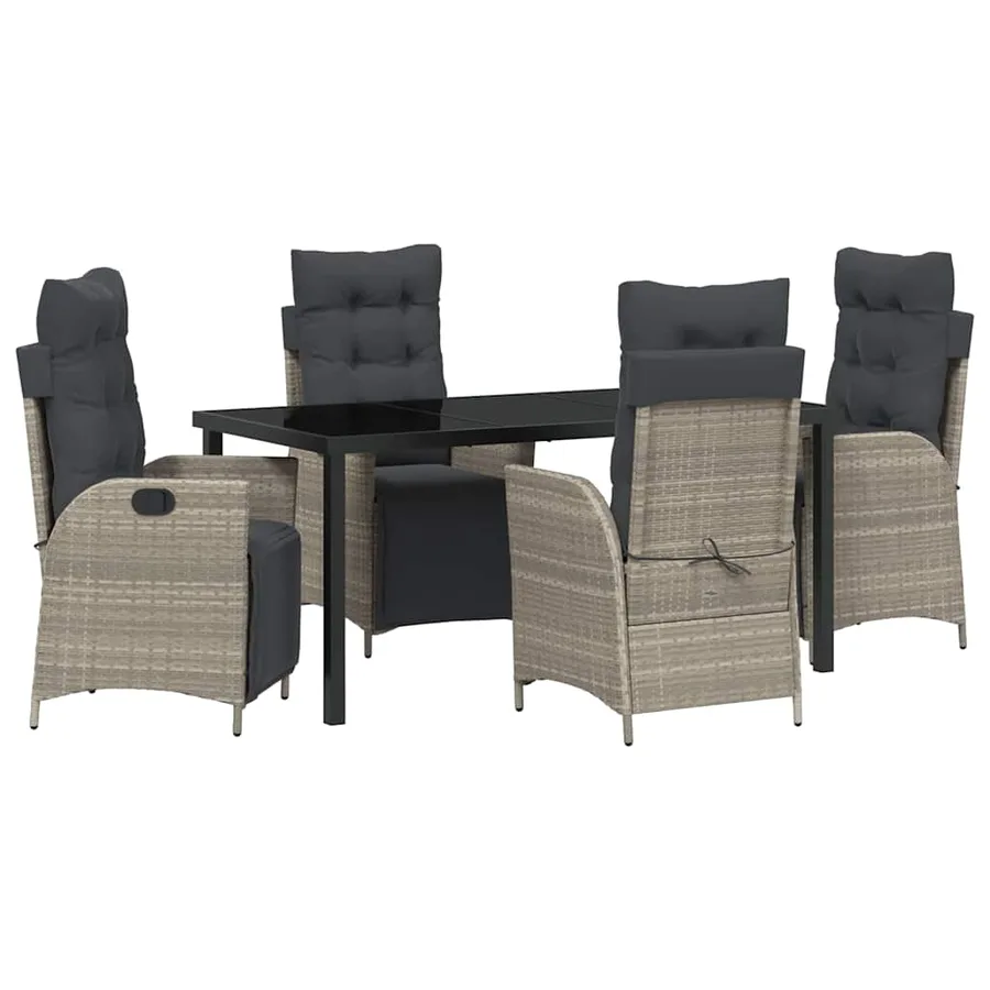 Ensemble de salle à manger pour jardin 5 pcs Gris clair - 2
