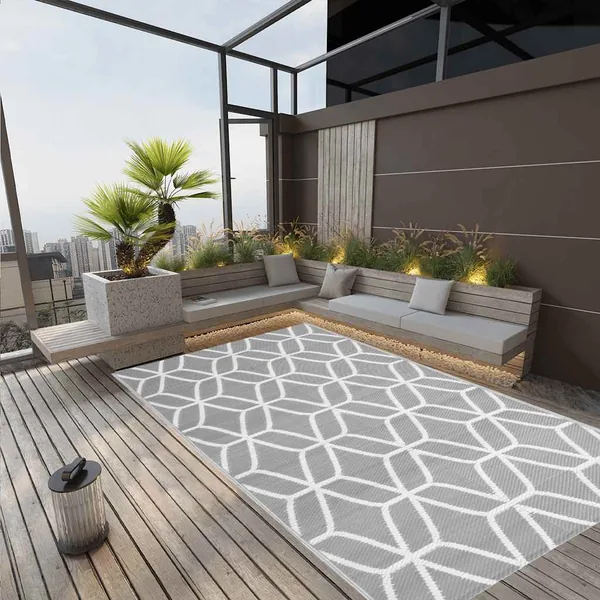 Outdoor rug ARAKIL Grey 140x200 cm PP