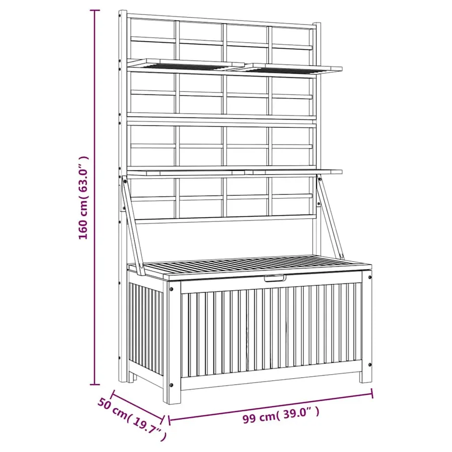 Storage box with trellis 99x50x160 cm Solid acacia - 10