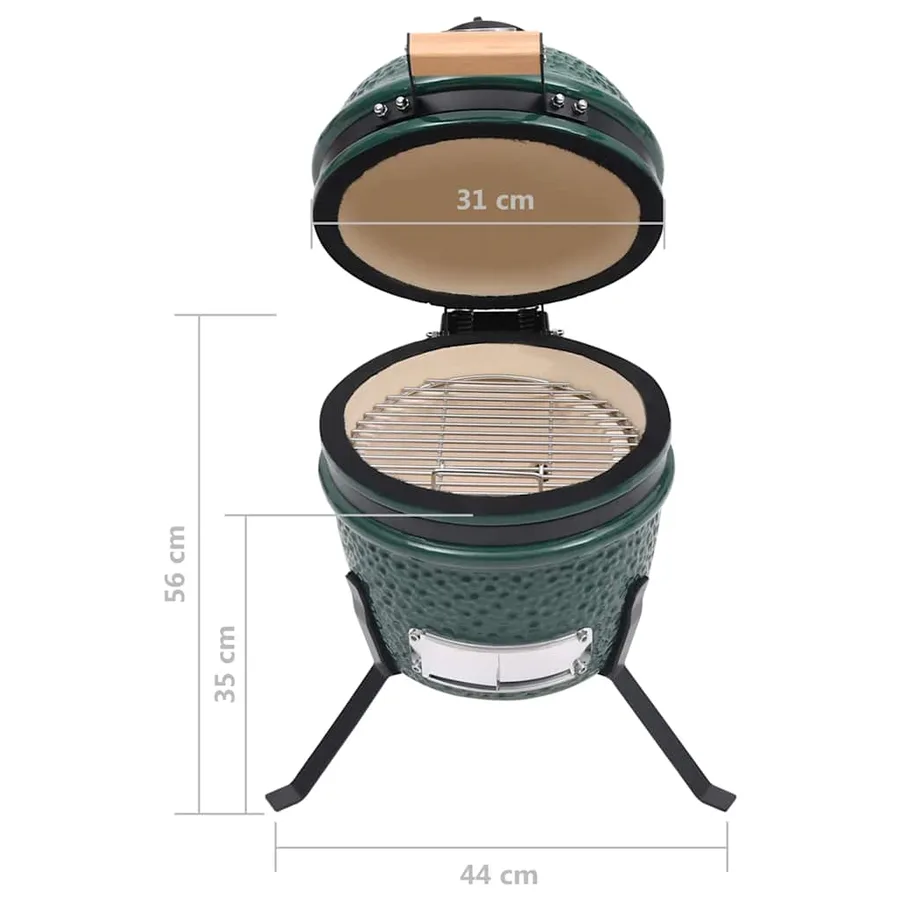 Barbecue à fumoir Kamado 2-en-1 Céramique 56 cm Vert - 12