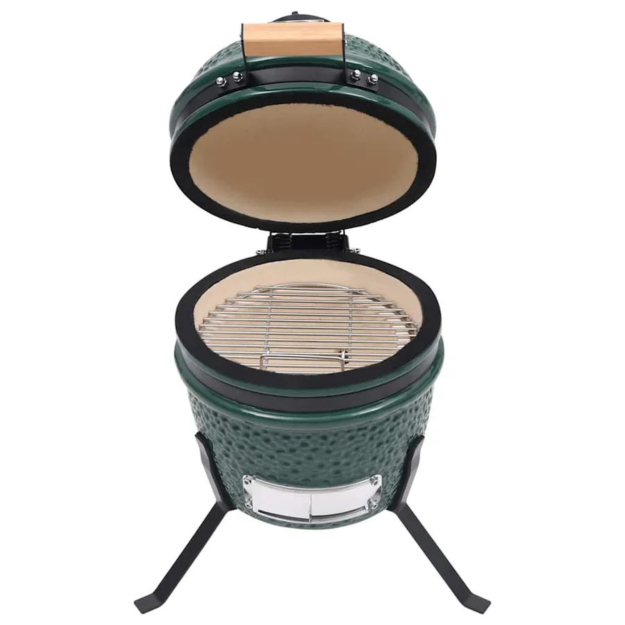 Barbecue à fumoir Kamado 2-en-1 Céramique 56 cm Vert - 2