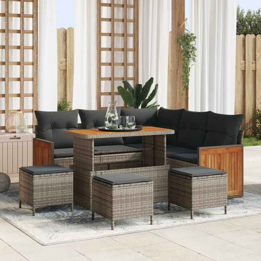 Ensemble de canapé de jardin avec coussin 9 pcs Gris