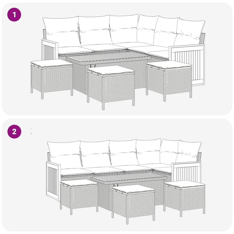 Ensemble de canapé de jardin avec coussin 9 pcs Gris - 10