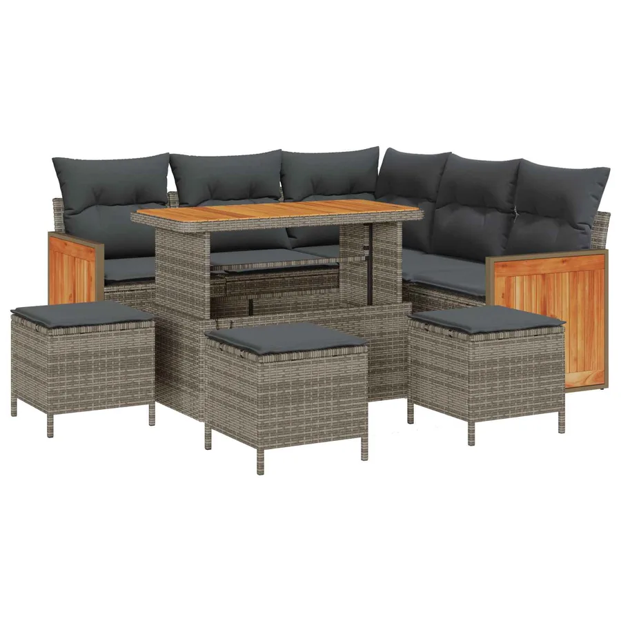 Ensemble de canapé de jardin avec coussin 9 pcs Gris - 2