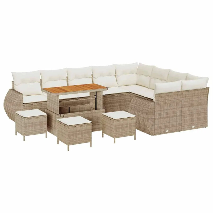 Ensemble de canapé de jardin avec coussin 13 pcs beige et crème - 2