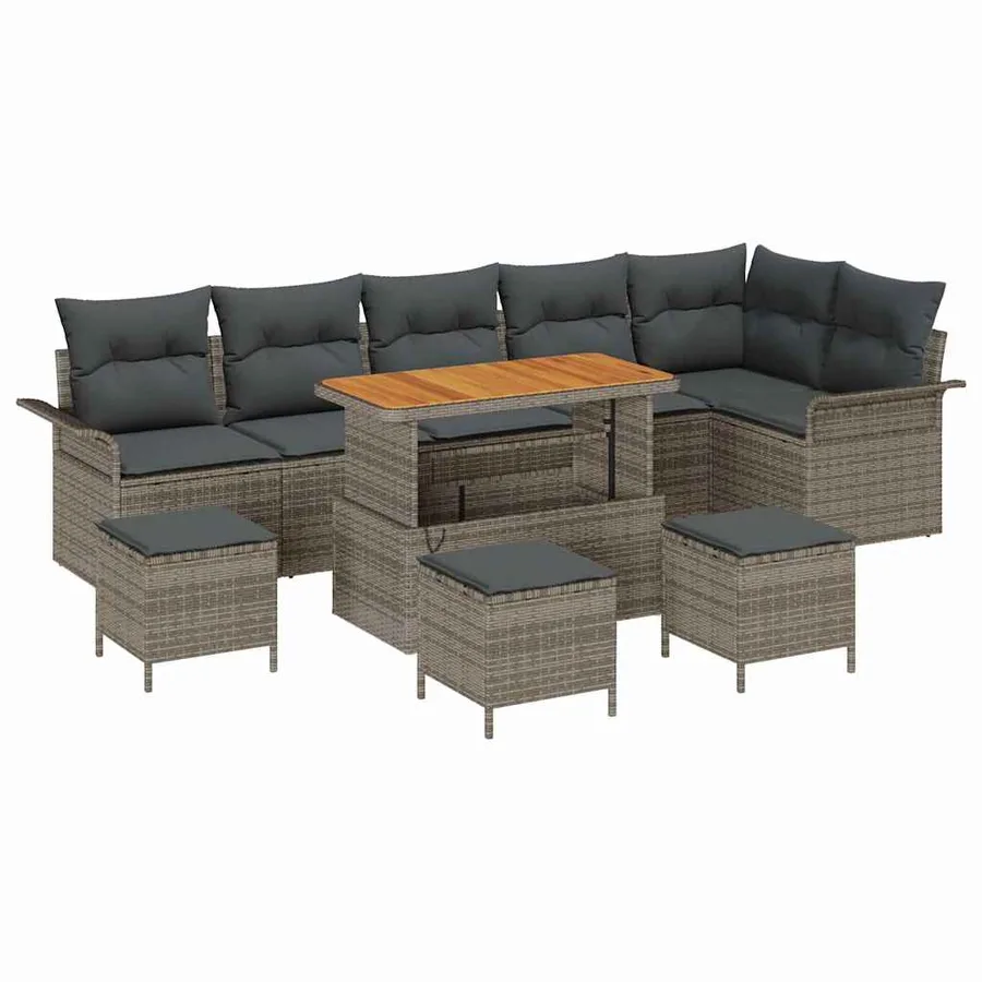 Ensemble de canapé de jardin avec coussin 10 pcs Gris - 2