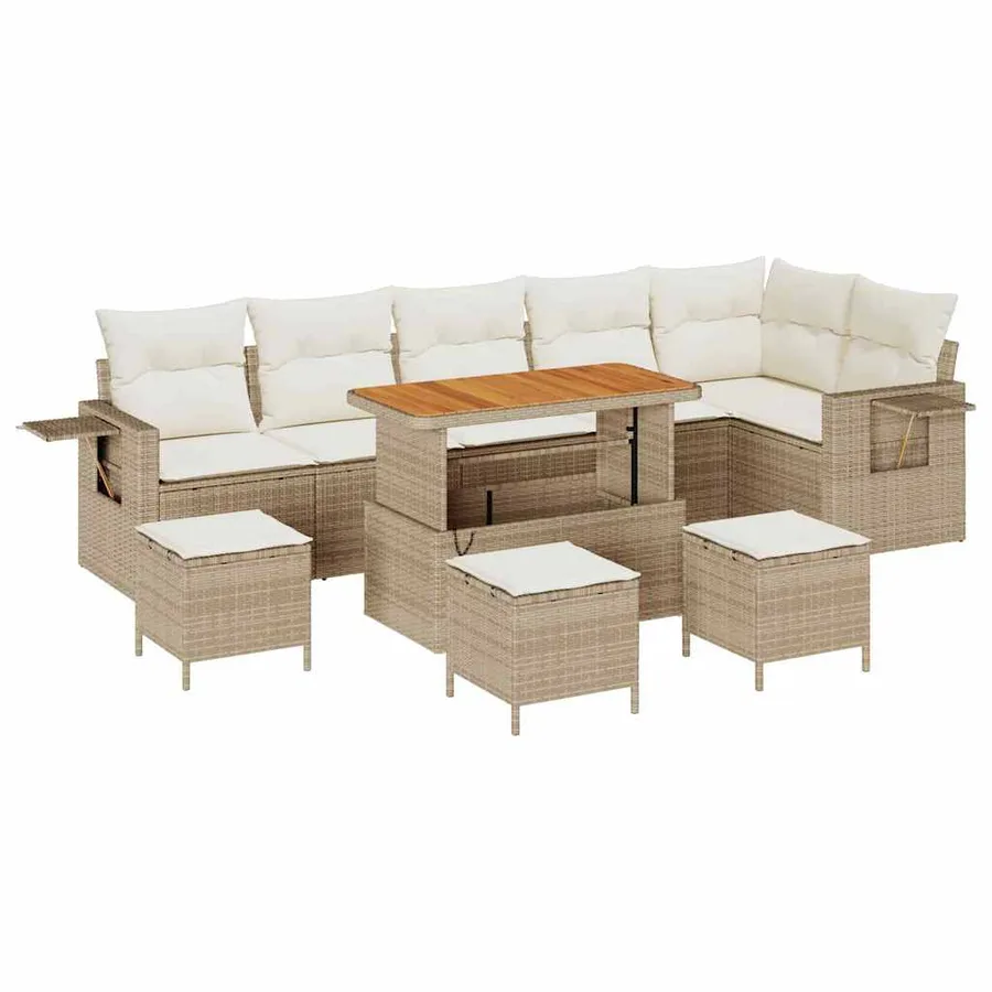 Ensemble de canapé de jardin 12 pcs Beige et crème polyrotin - 2