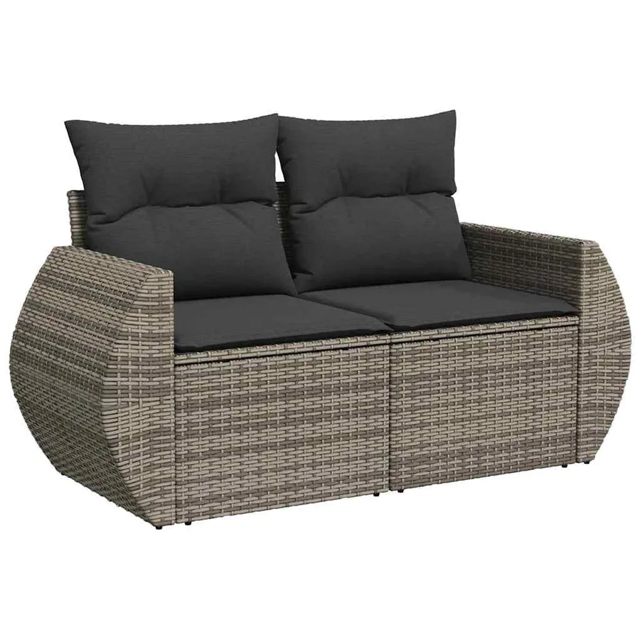 Ensemble de canapé de jardin 13 pcs Gris Poly Rattan - 6