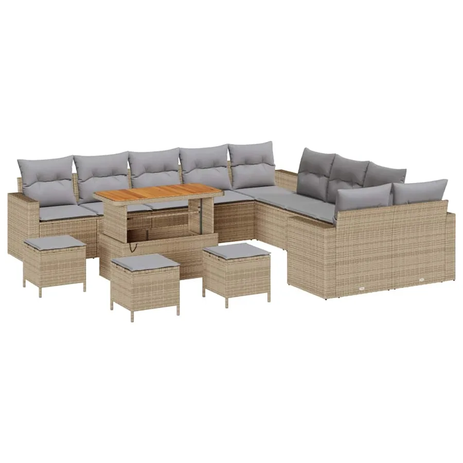 Ensemble de canapé de jardin 18 pcs Beige et Gris clair - 2