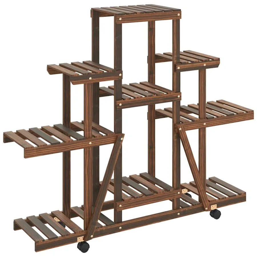 Support à fleurs avec roues 110x25x101 cm bois massif de sapin - 2