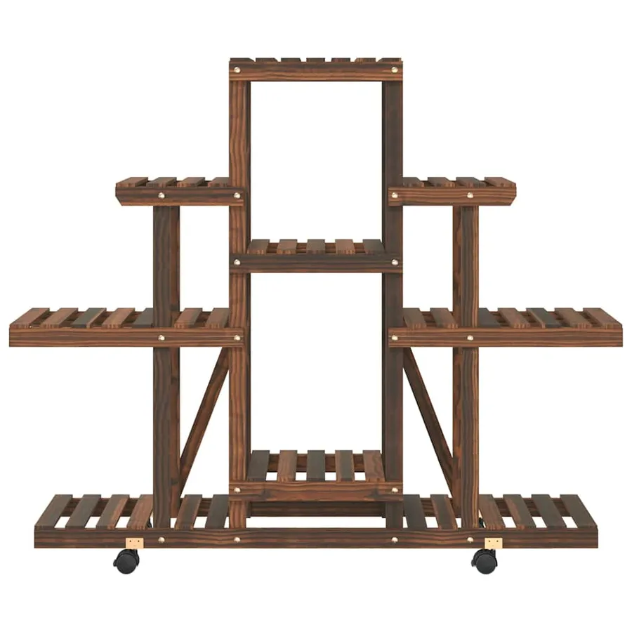 Support à fleurs avec roues 110x25x101 cm bois massif de sapin - 5