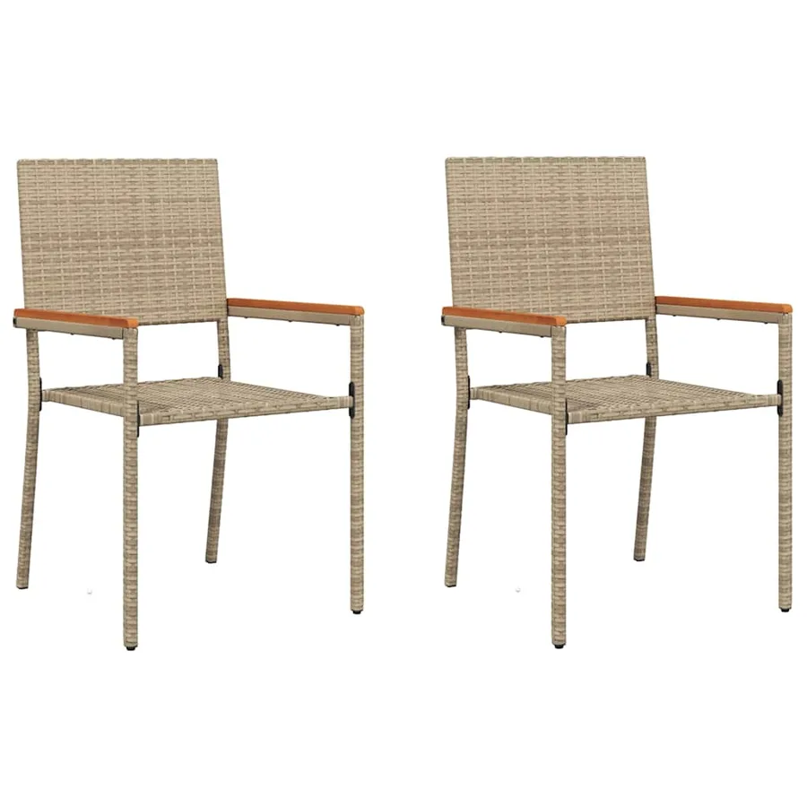 Chaises empilables de jardin 2 pcs Crème et marron - 2