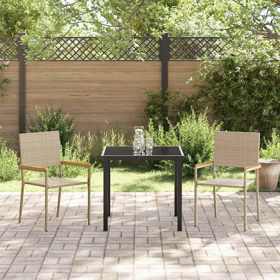 Chaises empilables de jardin 2 pcs Crème et marron - 3