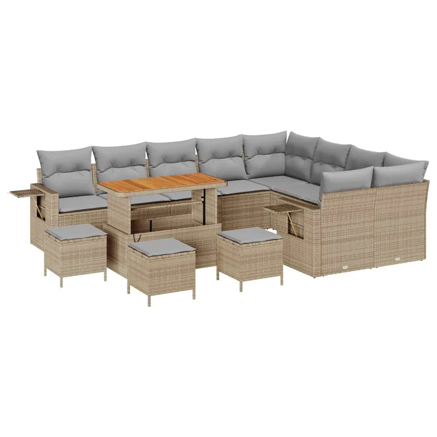 Ensemble de canapé de jardin 13 pcs Beige et Gris clair - 2